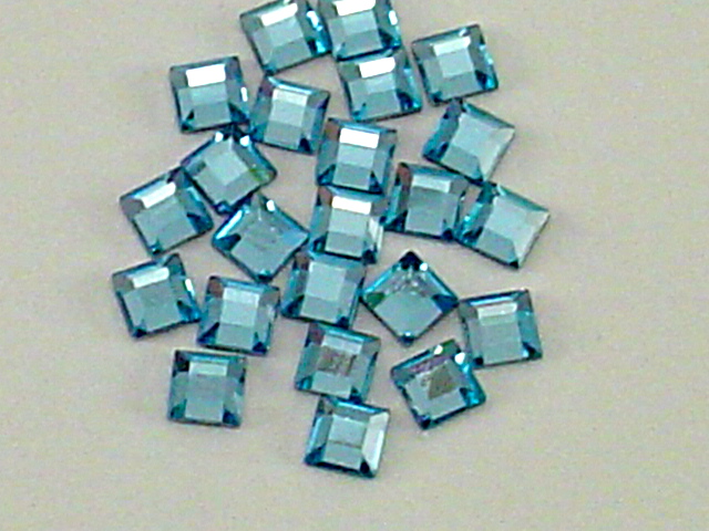 36Pcs. 3MM SQUARE AQUAMARINE HOTFIX European Rhinestones